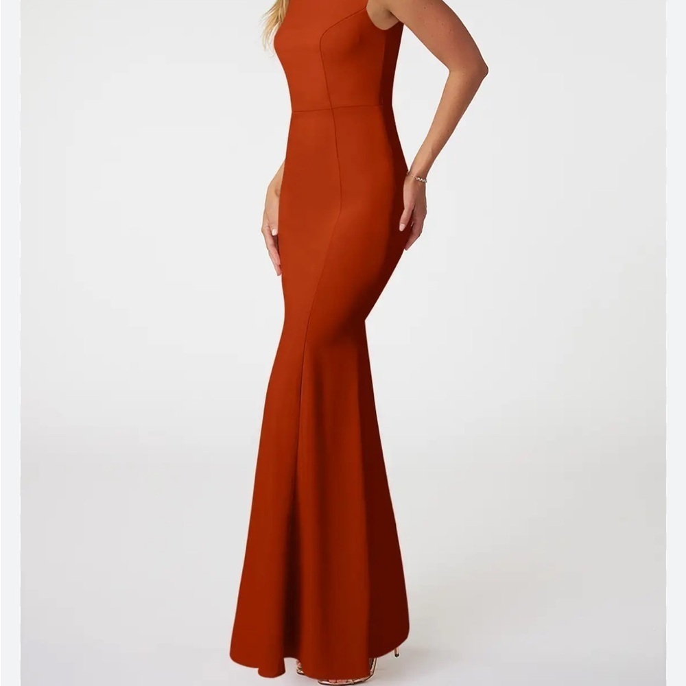 Zac Posen Terracotta Orange Sleeveless Mermaid Gown Dress New With $1,290 Tags — image 3 of 8